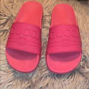 pink AUTHENTIC gucci flip flops